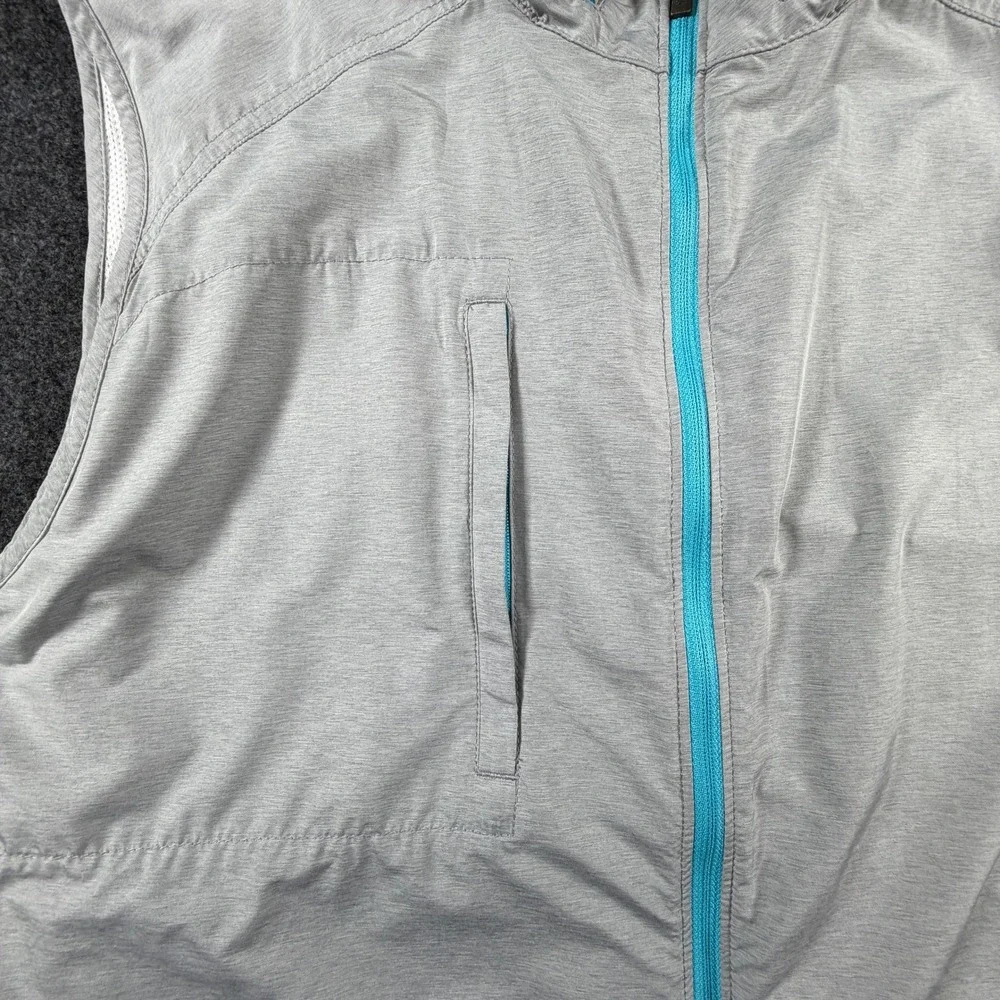 Peter Millar Crown Sport Mens XXL Grey Performance Vest Stowaway Hood Full Zip
